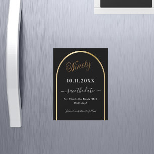 90th birthday black gold Save the Date magnet