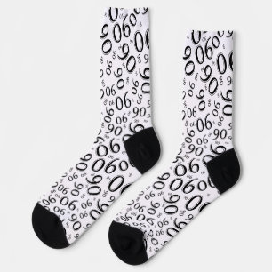 90th Birthday Black/White Random Number Pattern 90 Socks