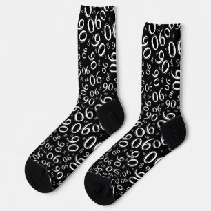 90th Birthday Black/White Random Number Pattern 90 Socks