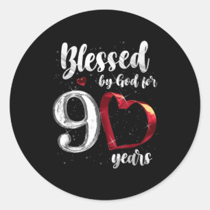 90th Birthday Blessed By God For 90 Years Birthday Classic Round Sticker