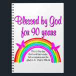 90TH BIRTHDAY BLESSING NOTEBOOK<br><div class="desc">Blessed by God for 90 years. This spiritual and faith filled 90 year old will celebrate turning 90 with this beautiful rainbow and butterfly 90th birthday design on Tees and Gifts. Delight your Christian 90 year old with a unique and one of a kind 90th customised birthday gift that she...</div>