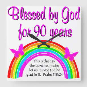 90TH BIRTHDAY BLESSING SQUARE WALL CLOCK