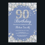 90th Birthday Blue and Silver Diamond Invitation<br><div class="desc">90th Birthday Invitation. Blue and Silver Rhinestone Diamond. Elegant Birthday Bash invite. Adult Birthday. Women Birthday. Men Birthday. For further customisation,  please click the "Customise it" button and use our design tool to modify this template.</div>