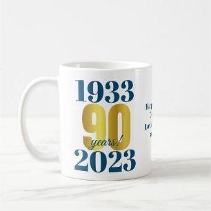 90th Birthday Blue Gold Coffee Mug