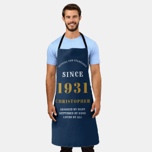 90th Birthday Born 1931 Blue Gold Man's Apron