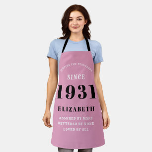 90th Birthday Born 1931 Pink Black Lady's Apron