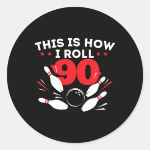 90th Birthday Bowling Lover 90 Years Old Bday Classic Round Sticker
