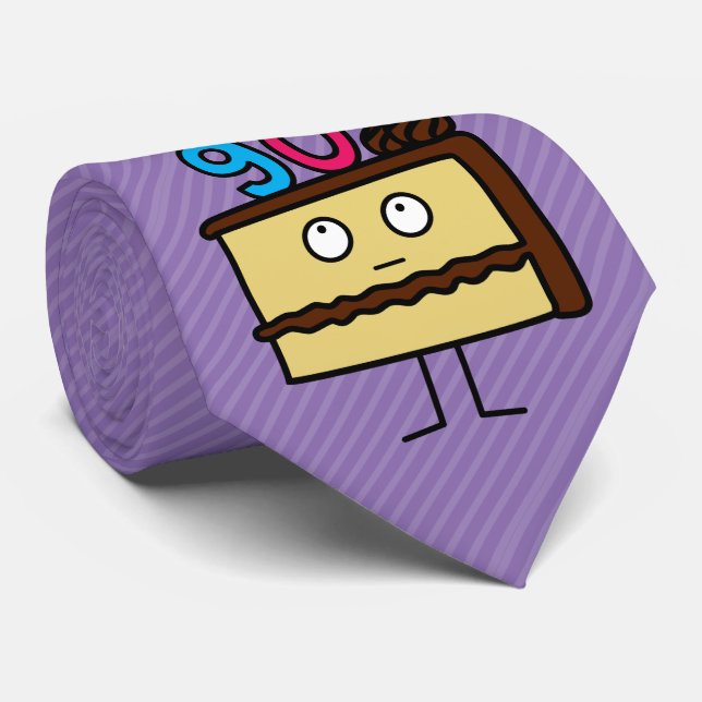 90th Birthday Cake with Candles Tie (Rolled)