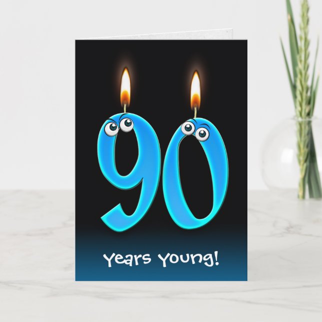 90th Birthday Candles with Eyeballs    Card (Front)