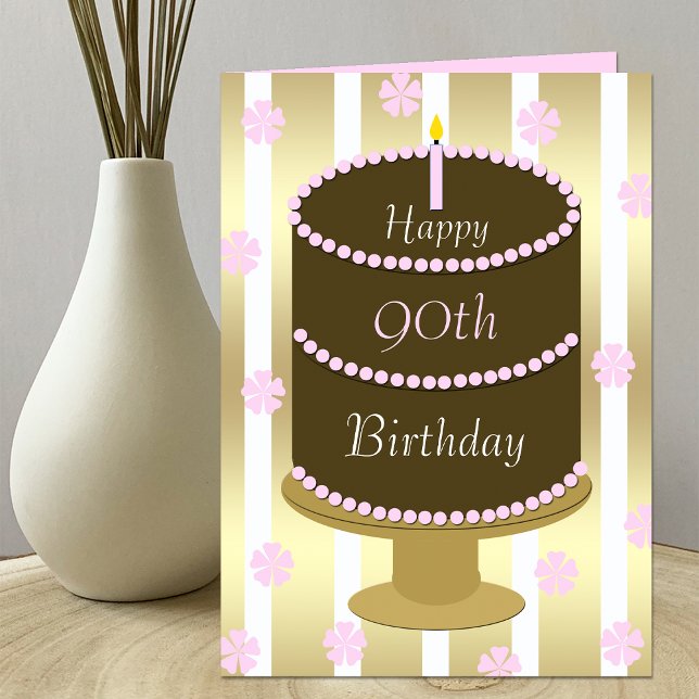 90th Birthday Card Cake in Pink (Creator Uploaded)