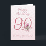 90th Birthday Card - Pink Roses - To A Very Specia<br><div class="desc">90th Birthday Card - Pink Roses - To A Very Special Lady</div>