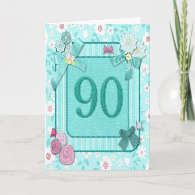 90th birthday card with flowers (Front)