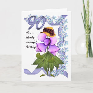 90th Birthday Card with Moonies cute bloomers,