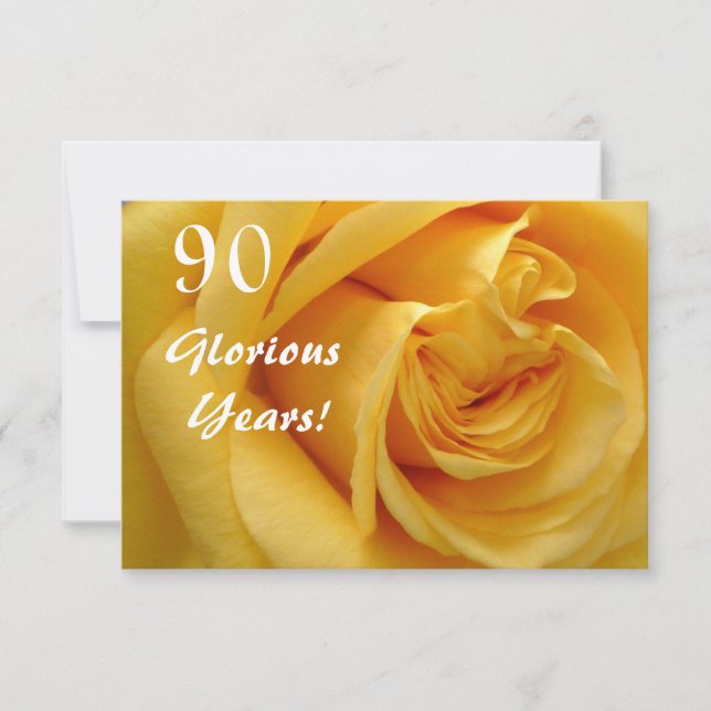 90th Birthday Celebration/DeepYellow Rose Invitation (Front)