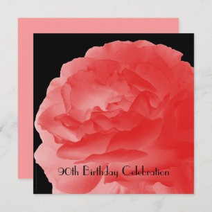 90th Birthday Celebration Invitation Coral Rose