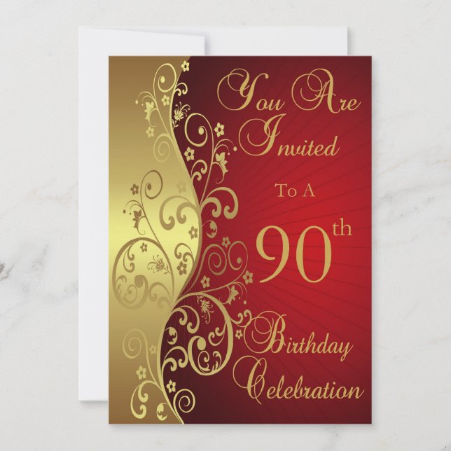 90th Birthday Celebration Personalised Invitation (Front)
