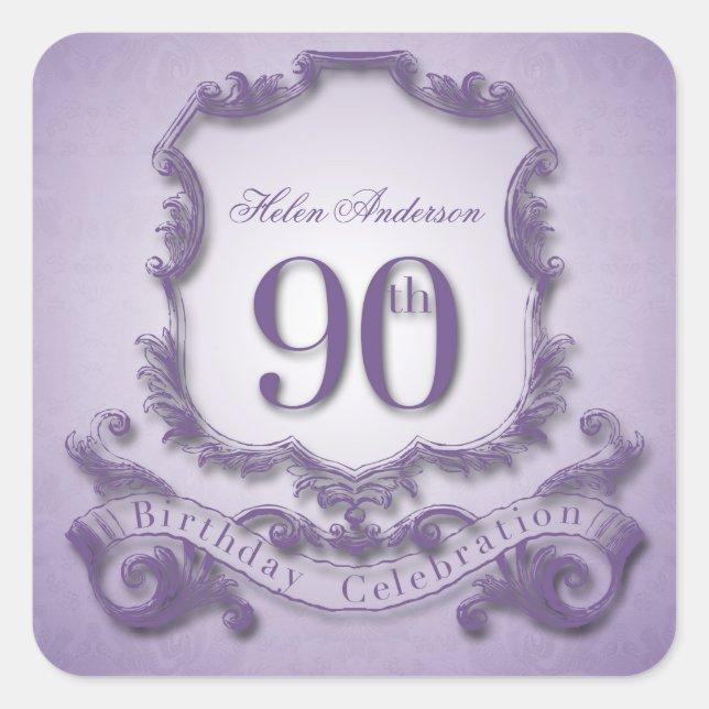 90th Birthday Celebration Personalised Stickers (Front)