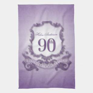 90th Birthday Celebration Personalised Tea Towel