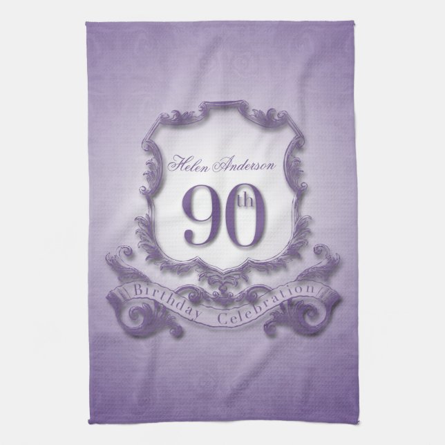 90th Birthday Celebration Personalised Tea Towel (Vertical)