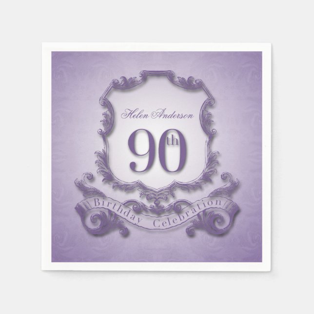 90th Birthday Celebration Vintage Frame Napkin (Front)