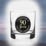 90th Birthday Celebration Whiskey Glass<br><div class="desc">To celebrate a 90th Birthday. Whisky glass with birthday and name of the gift recipient.</div>