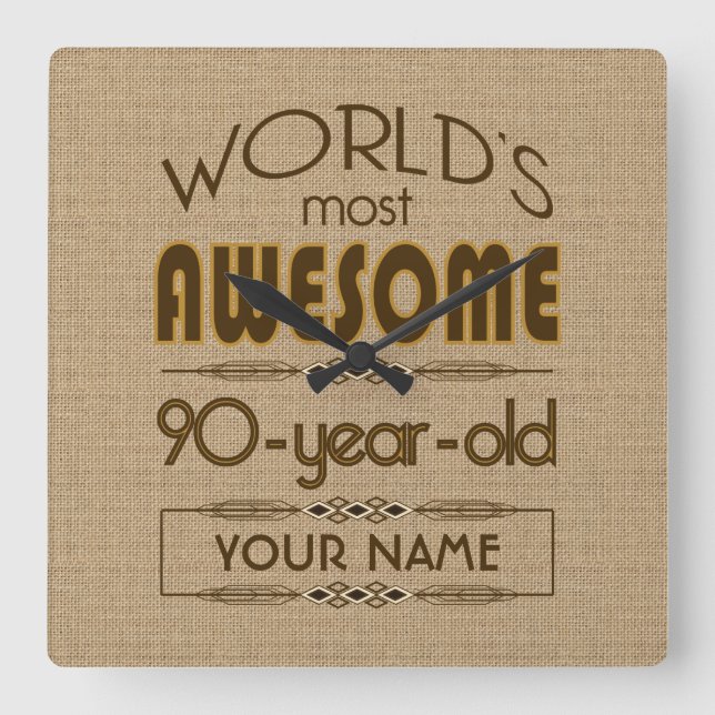 90th Birthday Celebration World Best Fabulous Square Wall Clock (Front)