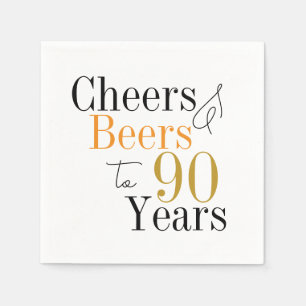 90th Birthday Cheers and Beers Minimal Party Napkin