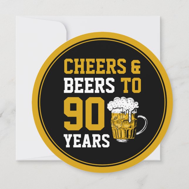 90th Birthday Cheers and Beers to 90 Years Modern Invitation (Back)