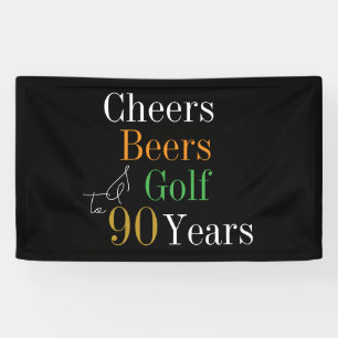 90th Birthday Cheers Beers Golf Party Banner