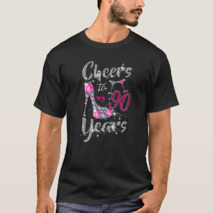 90th Birthday  Cheers To 90 Year Old Wine high hee T-Shirt