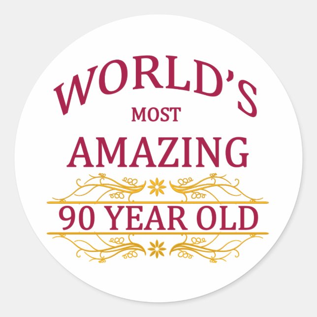 90th. Birthday Classic Round Sticker (Front)