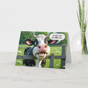 90th Birthday Cow Humour Card