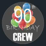 90th Birthday Crew 90 Party Crew Group Classic Round Sticker<br><div class="desc">90th Birthday Crew 90 Party Crew Group Friends BDay design Gift Classic Round Sticker Classic Collection.</div>