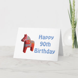 90th Birthday Dala Horse Card