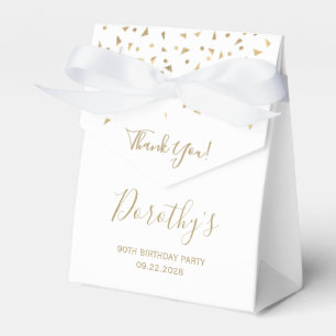 90th Birthday Elegant Gold Confetti White Favour Box
