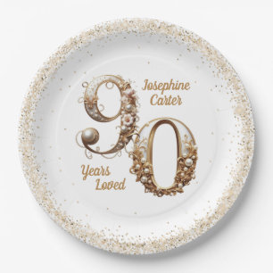 90th Birthday Elegant Party Paper Plate
