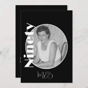 90th Birthday Elegant  Photo Invitation