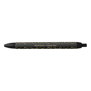 90th Birthday Favour Gift - Black and Gold Ink Pen