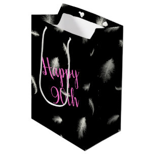 90th Birthday Feathers Medium Gift Bag