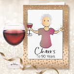 90th Birthday Female Glitter Sparkle Glam Fun Card<br><div class="desc">Someone turning the big 90 that is very dear to you?  Grandma,  mum,  friend???? Send this elegant hand drawn card to make her day!  Customise your message and her name</div>