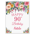 90th Birthday Floral Flowers Extra Large Jumbo