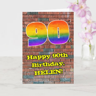 90th Birthday: Fun Graffiti-Inspired Rainbow 90 Card