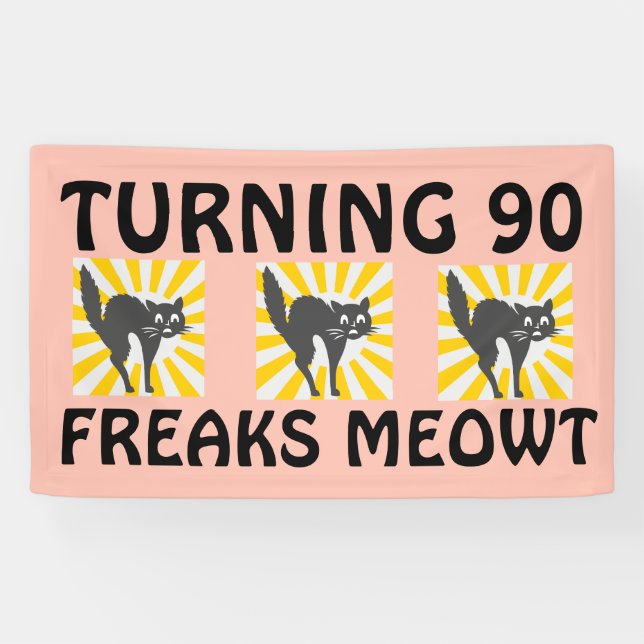 90TH BIRTHDAY FUNNY CAT BANNER (Horizontal)