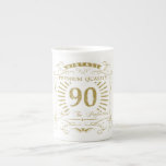 90th Birthday Gag Gift Bone China Mug<br><div class="desc">A funny birthday gift idea for men and women celebrating a milestone age. Says 'Vintage,  premium quality,  aged to perfection'.</div>