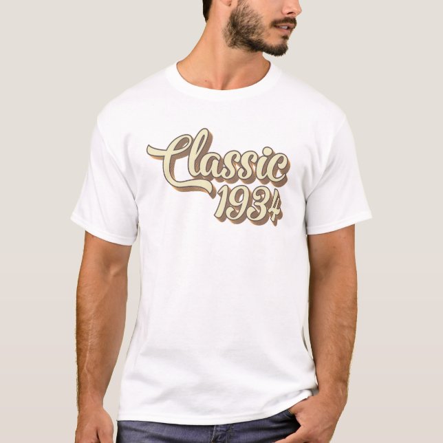 90th Birthday Gift Classic 1934 90 Years Old T-Shirt (Front)