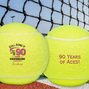 90th Birthday Gift for Her Pink Acing 90 Custom Tennis Balls