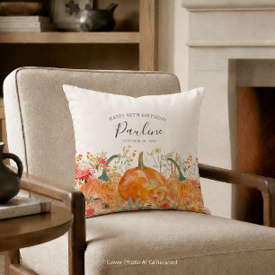 90th Birthday Gift Pumpkin Wildflower Custom Cushion