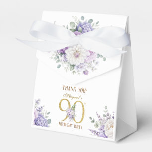 90th Birthday Gold Dusty Purple Floral Favour Box