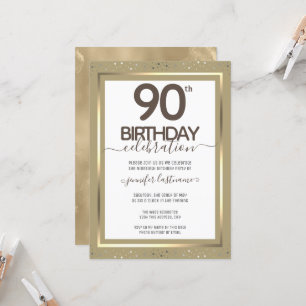 90th Birthday Gold Formal Invitation