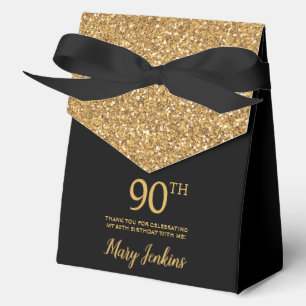 90th Birthday Gold Glitter Thank You Favour Box